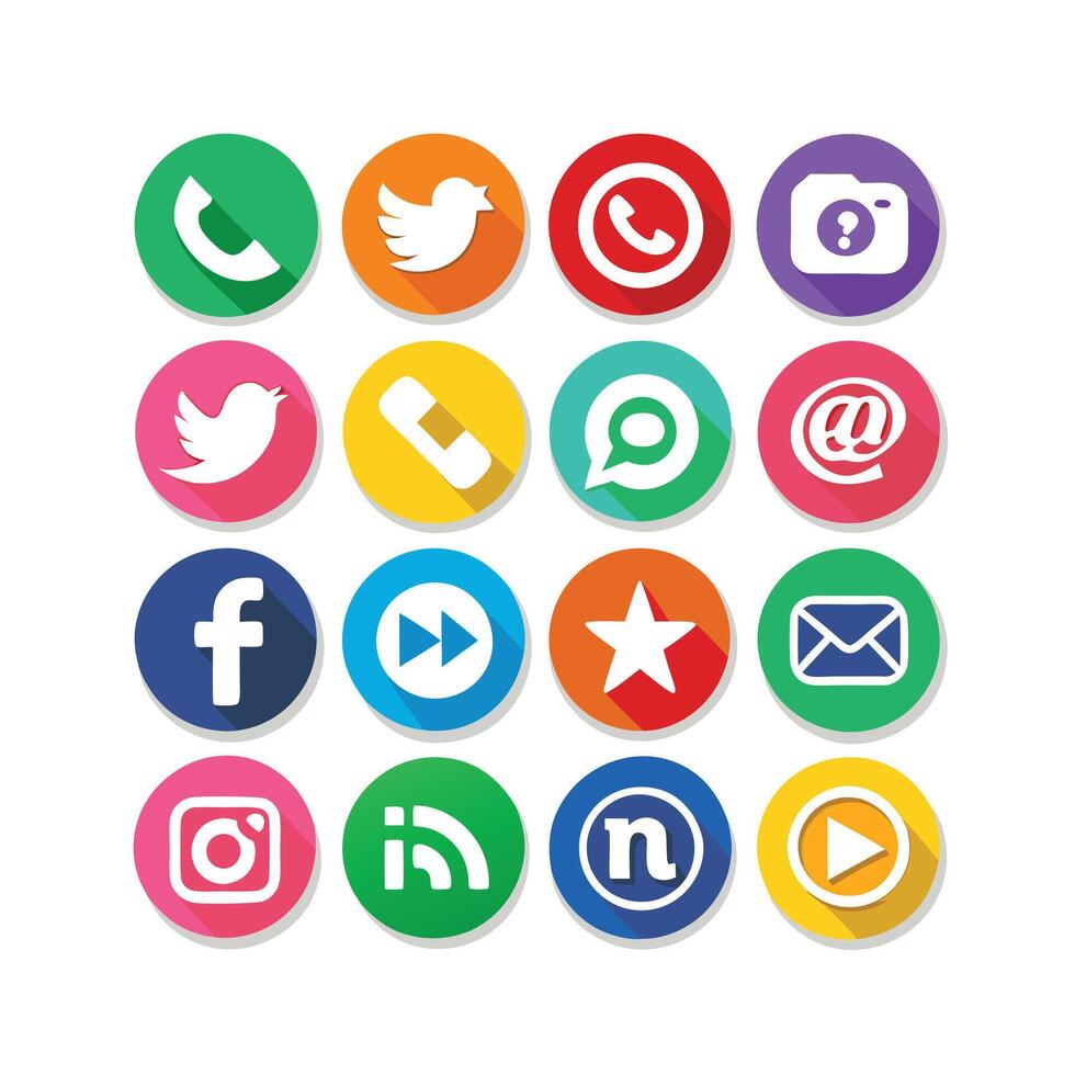 Social Media Icon Set Collection for websites and mobile applications. vector