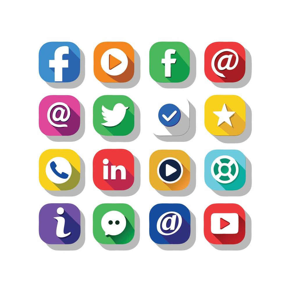 Social Media Icon Set Collection for websites and mobile applications. vector