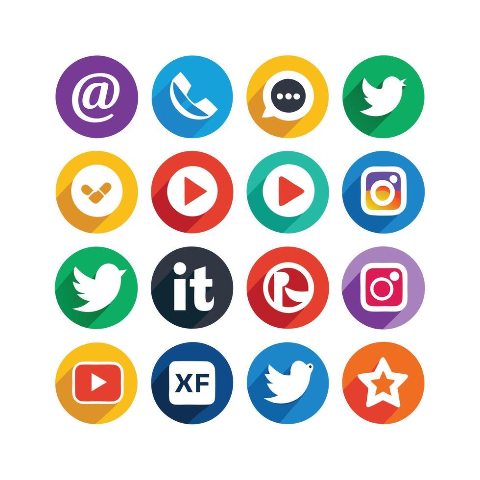 Social Media Icon Set Collection for websites and mobile applications. vector