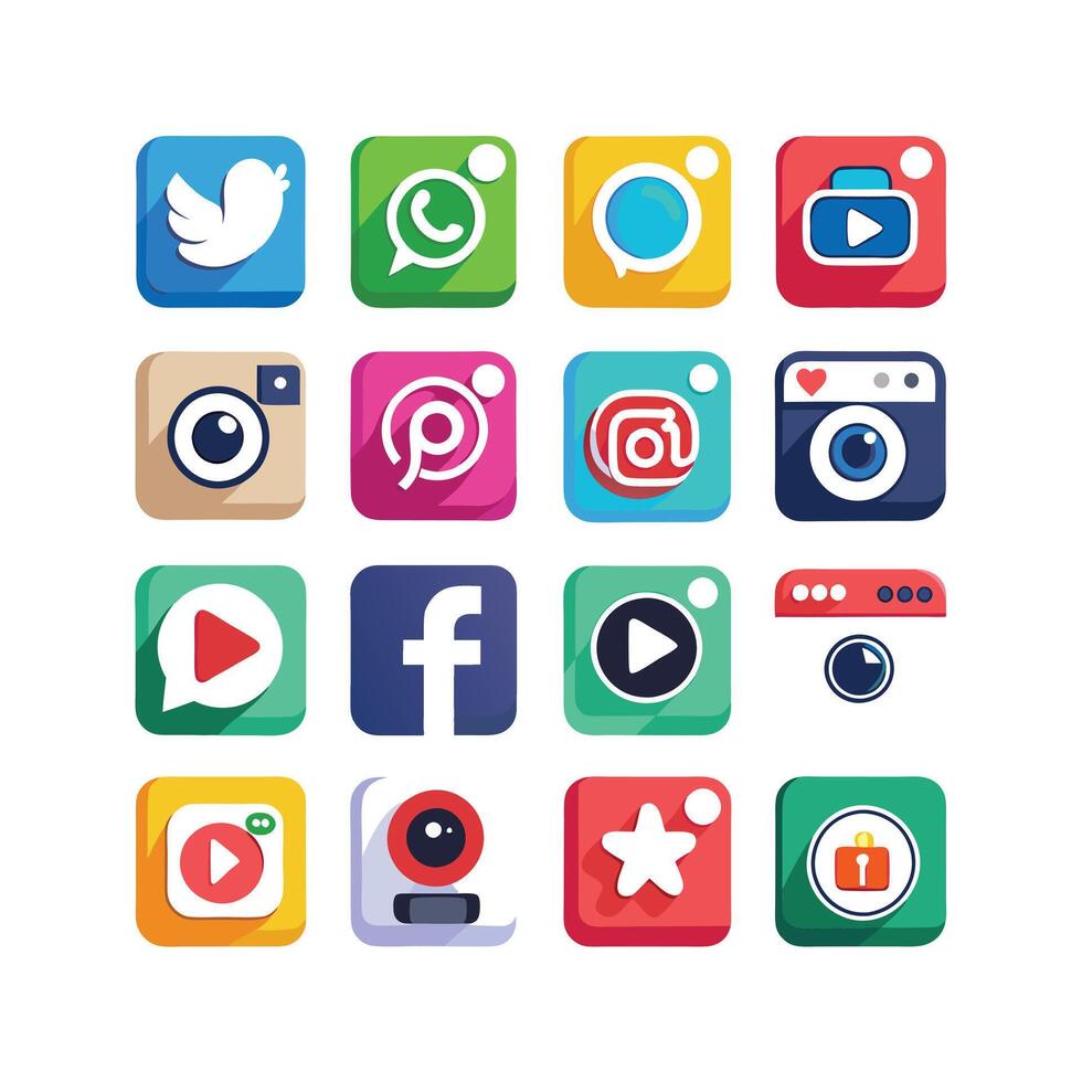 social medios de comunicación icono conjunto colección para sitios web y móvil aplicaciones vector
