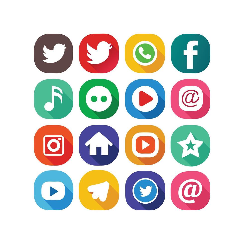 Social Media Icon Set Collection for websites and mobile applications. vector