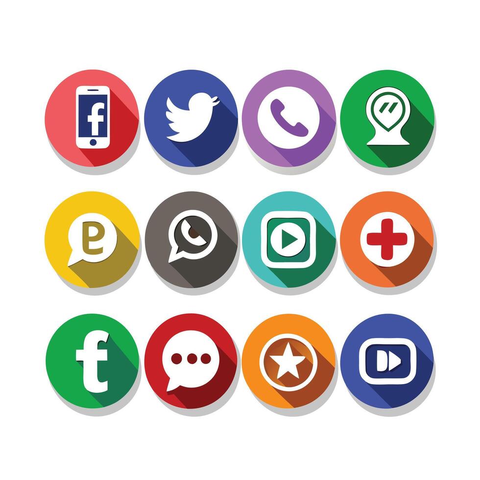 Social Media Icon Set Collection for websites and mobile applications. vector