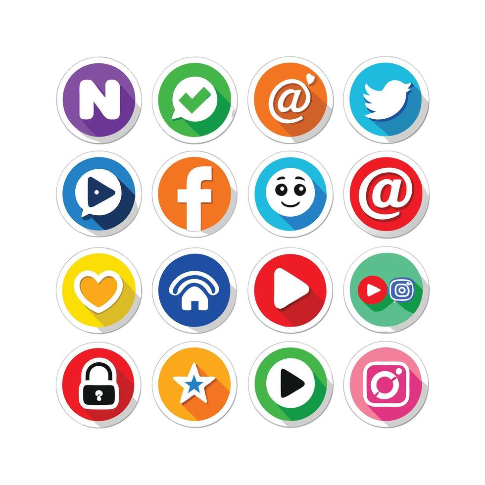 Social Media Icon Set Collection for websites and mobile applications. vector
