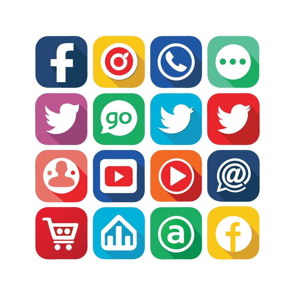 Social Media Icon Set Collection for websites and mobile applications. vector