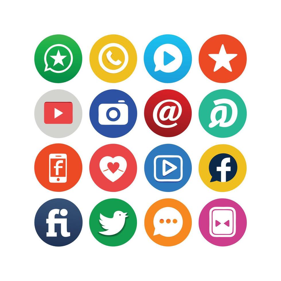 Social Media Icon Set Collection for websites and mobile applications. vector