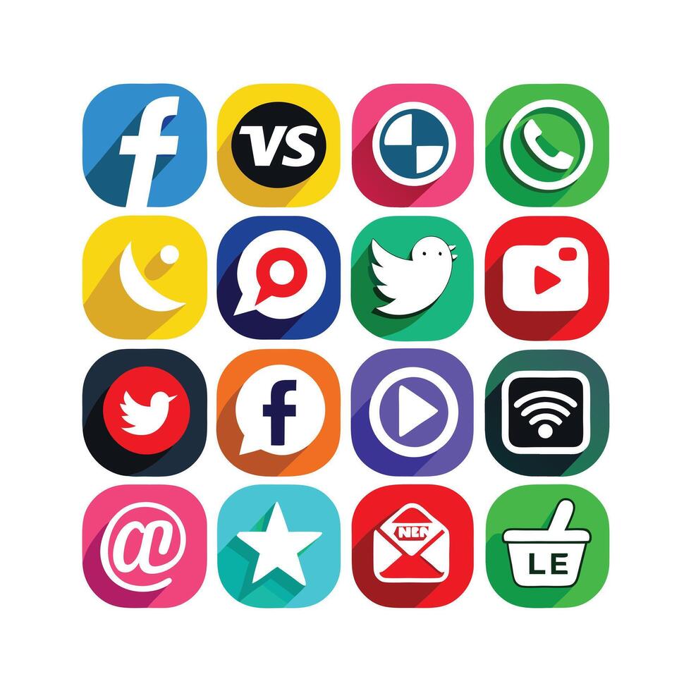 Social Media Icon Set Collection for websites and mobile applications. vector