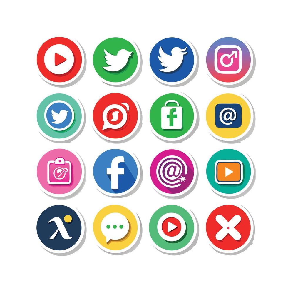 Social Media Icon Set Collection for websites and mobile applications. vector