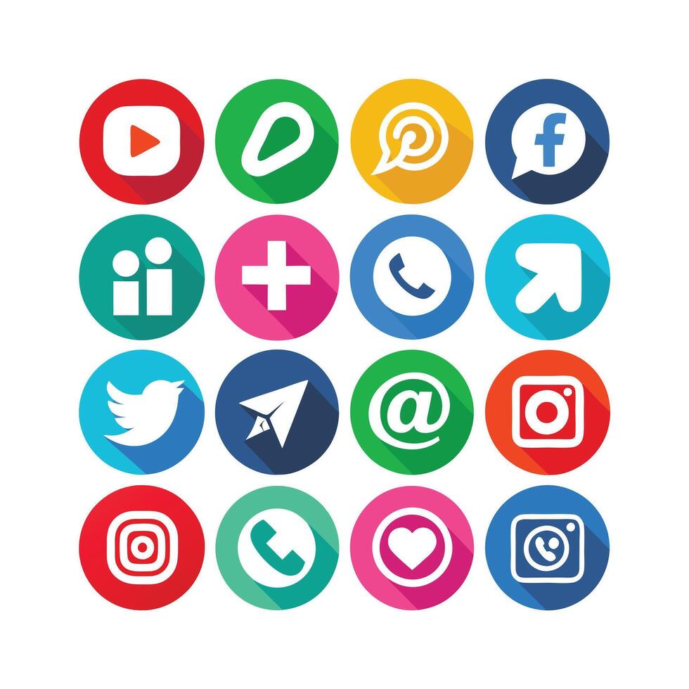 Social Media Icon Set Collection for websites and mobile applications. vector