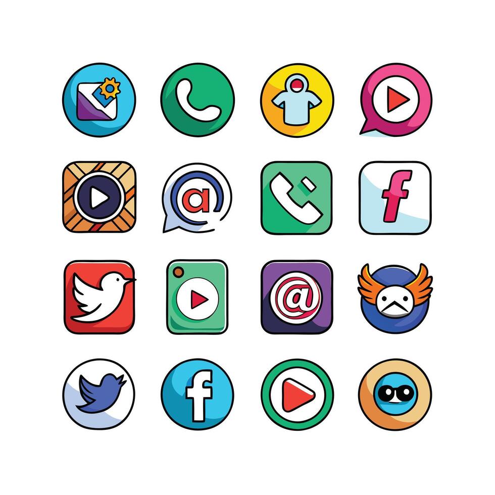 Social Media Icon Set Collection for websites and mobile applications. vector