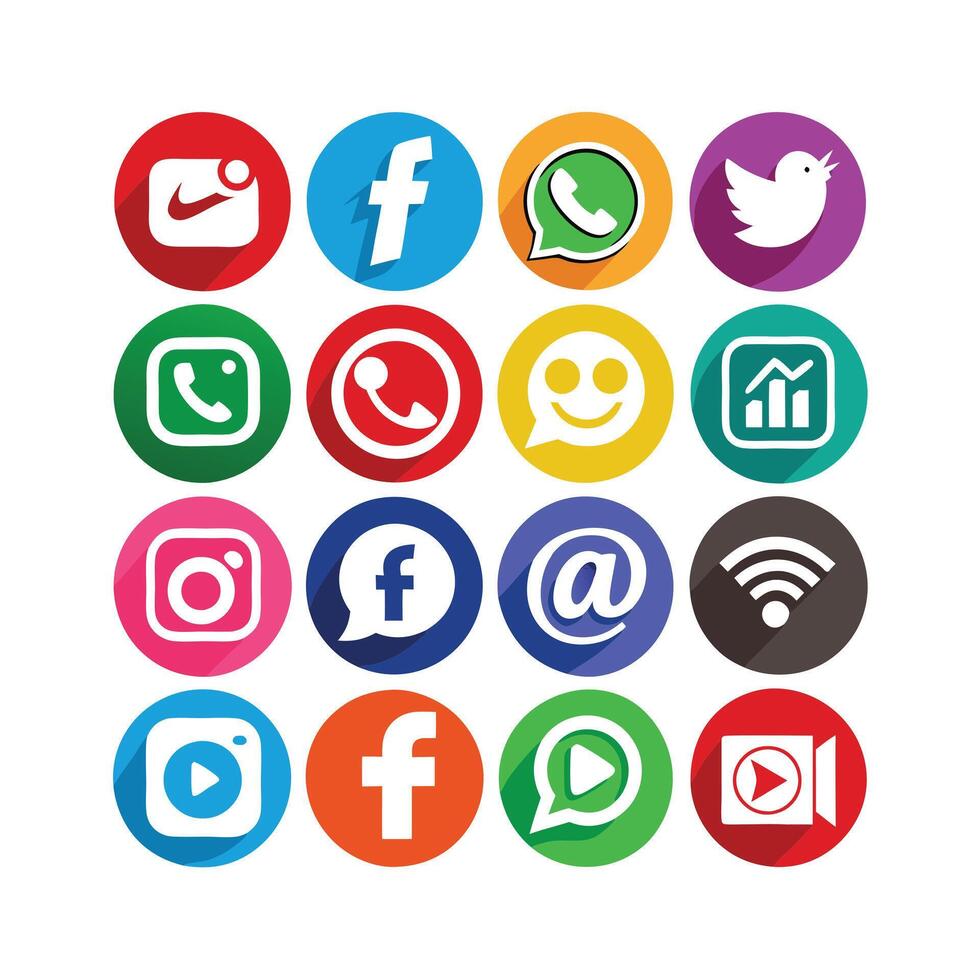 Social Media Icon Set Collection for websites and mobile applications. vector