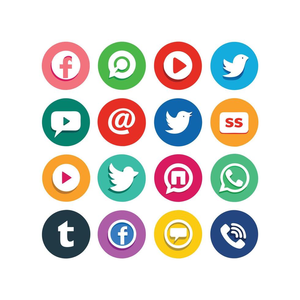 Social Media Icon Set Collection for websites and mobile applications. vector