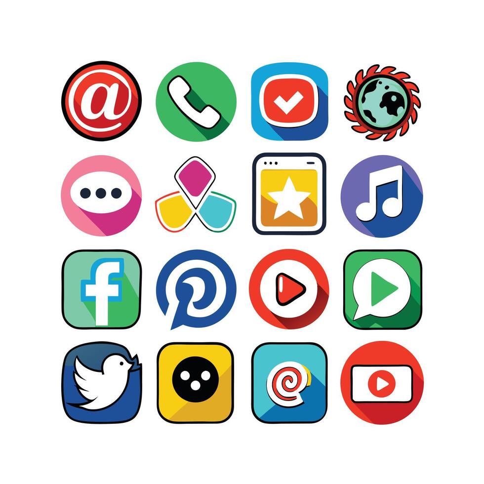 Social Media Icon Set Collection for websites and mobile applications. vector