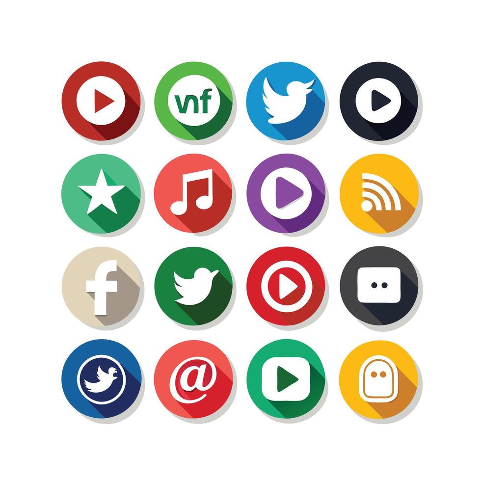 Social Media Icon Set Collection for websites and mobile applications. vector