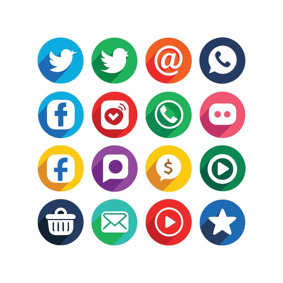 Social Media Icon Set Collection for websites and mobile applications. vector
