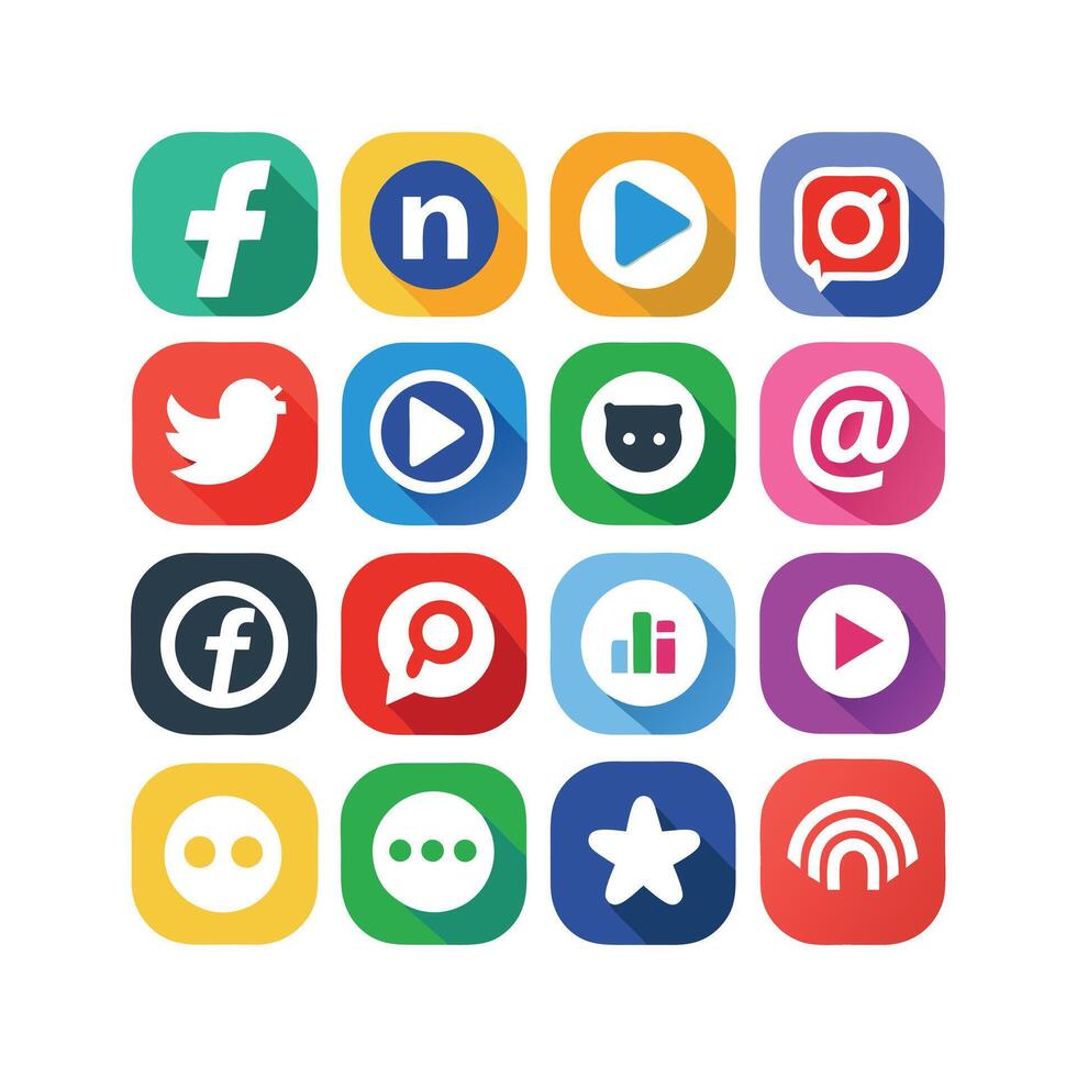 Social Media Icon Set Collection for websites and mobile applications. vector