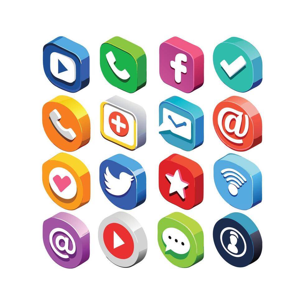 Social Media Icon Set Collection for websites and mobile applications. vector