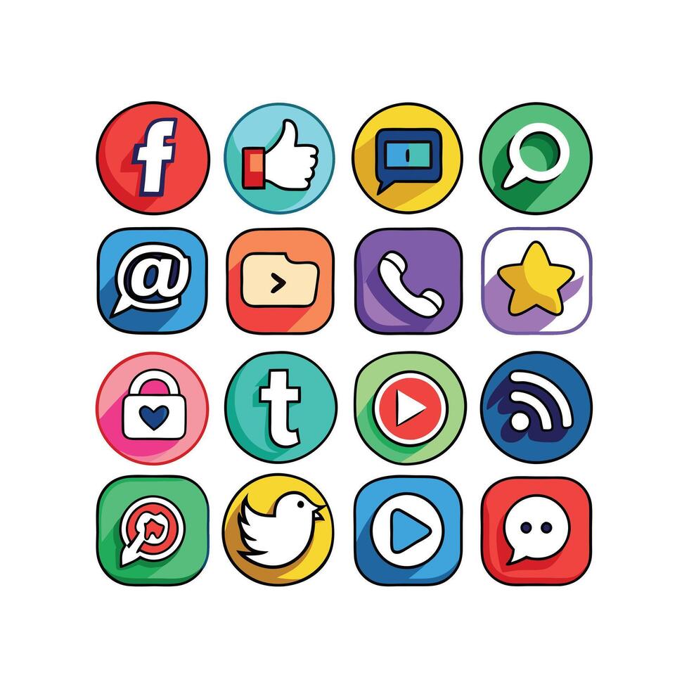 Social Media Icon Set Collection for websites and mobile applications. vector