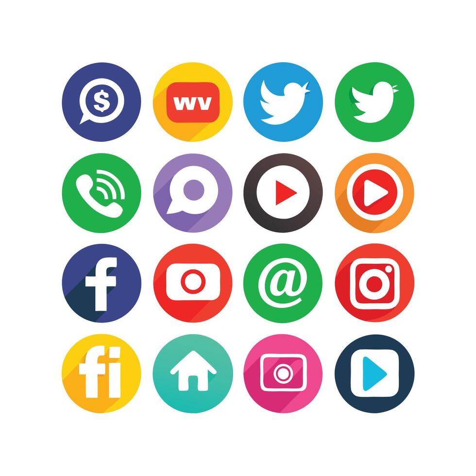 Social Media Icon Set Collection for websites and mobile applications. vector