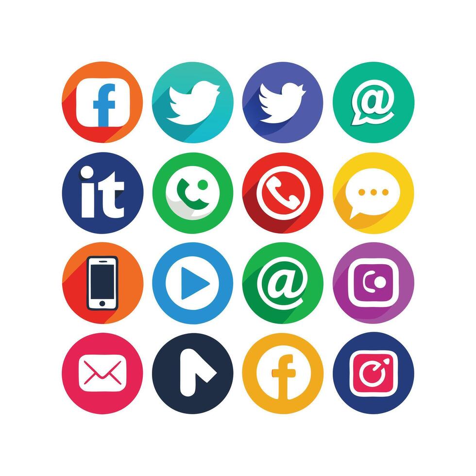 Social Media Icon Set Collection for websites and mobile applications. vector