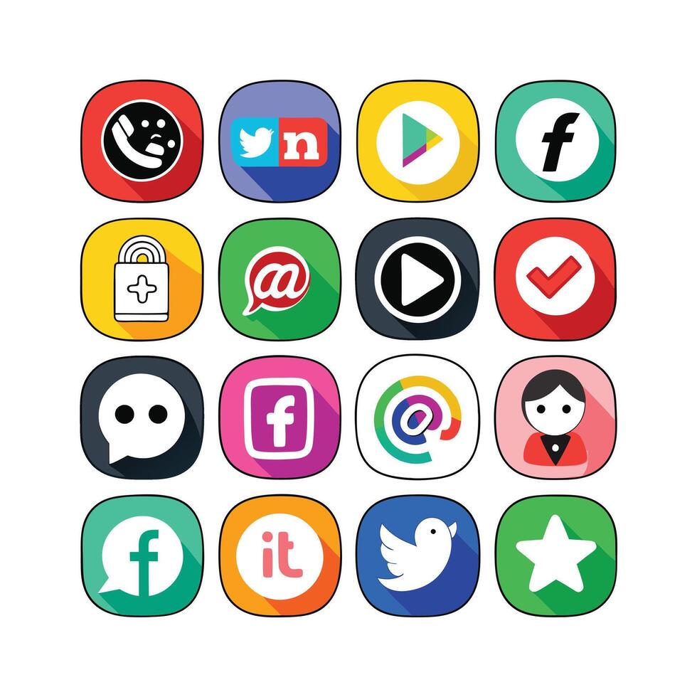 Social Media Icon Set Collection for websites and mobile applications. vector