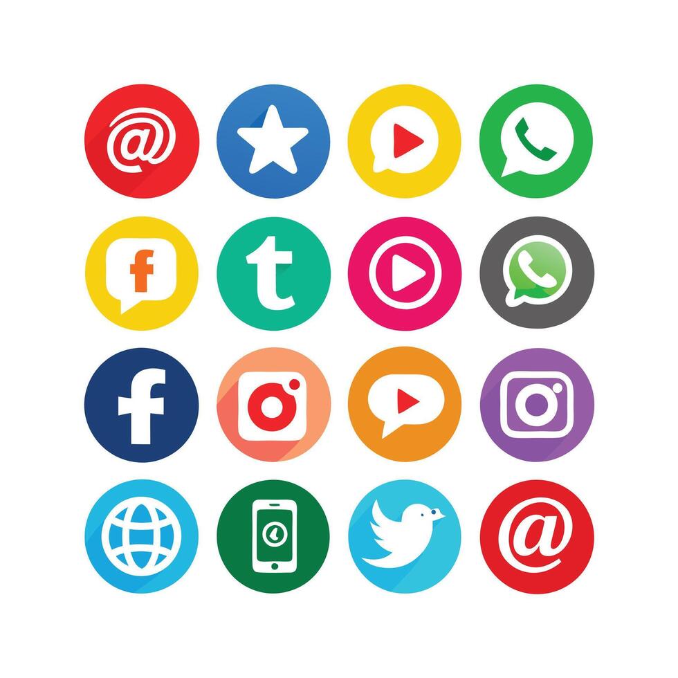 Social Media Icon Set Collection for websites and mobile applications. vector