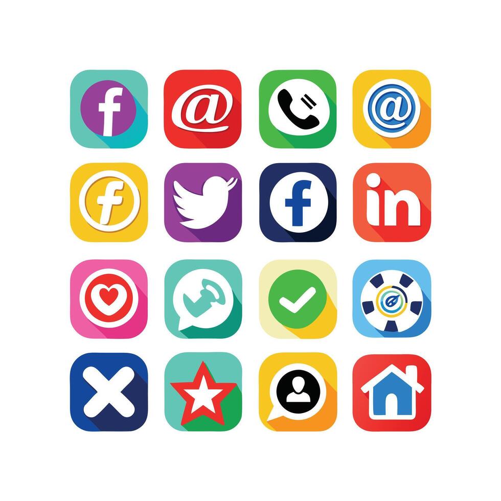 Social Media Icon Set Collection for websites and mobile applications. vector
