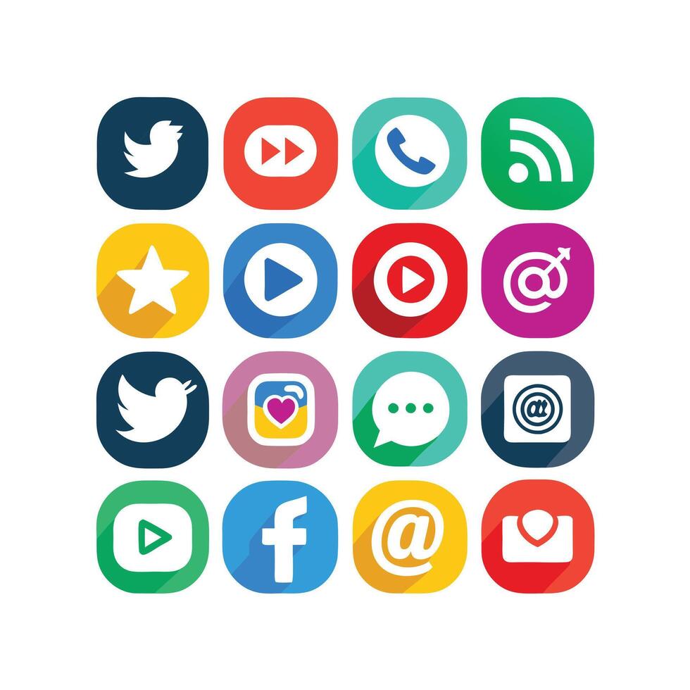 Social Media Icon Set Collection for websites and mobile applications. vector