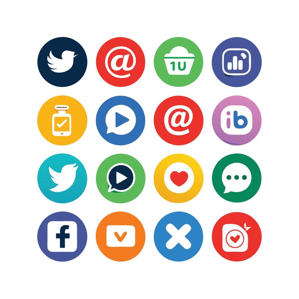 Social Media Icon Set Collection for websites and mobile applications. vector