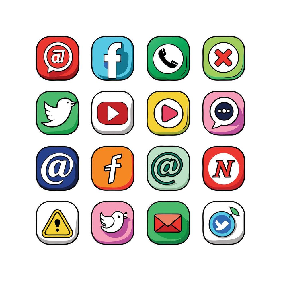 Social Media Icon Set Collection for websites and mobile applications. vector