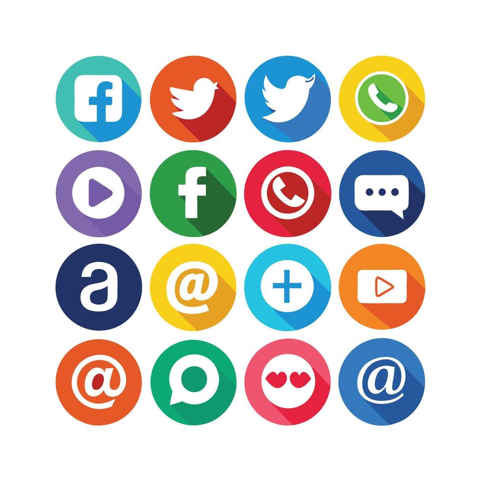 Social Media Icon Set Collection for websites and mobile applications. vector