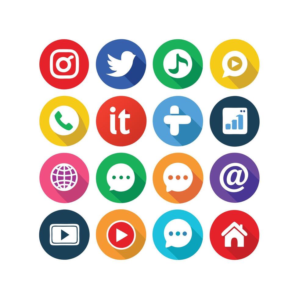 Social Media Icon Set Collection for websites and mobile applications. vector