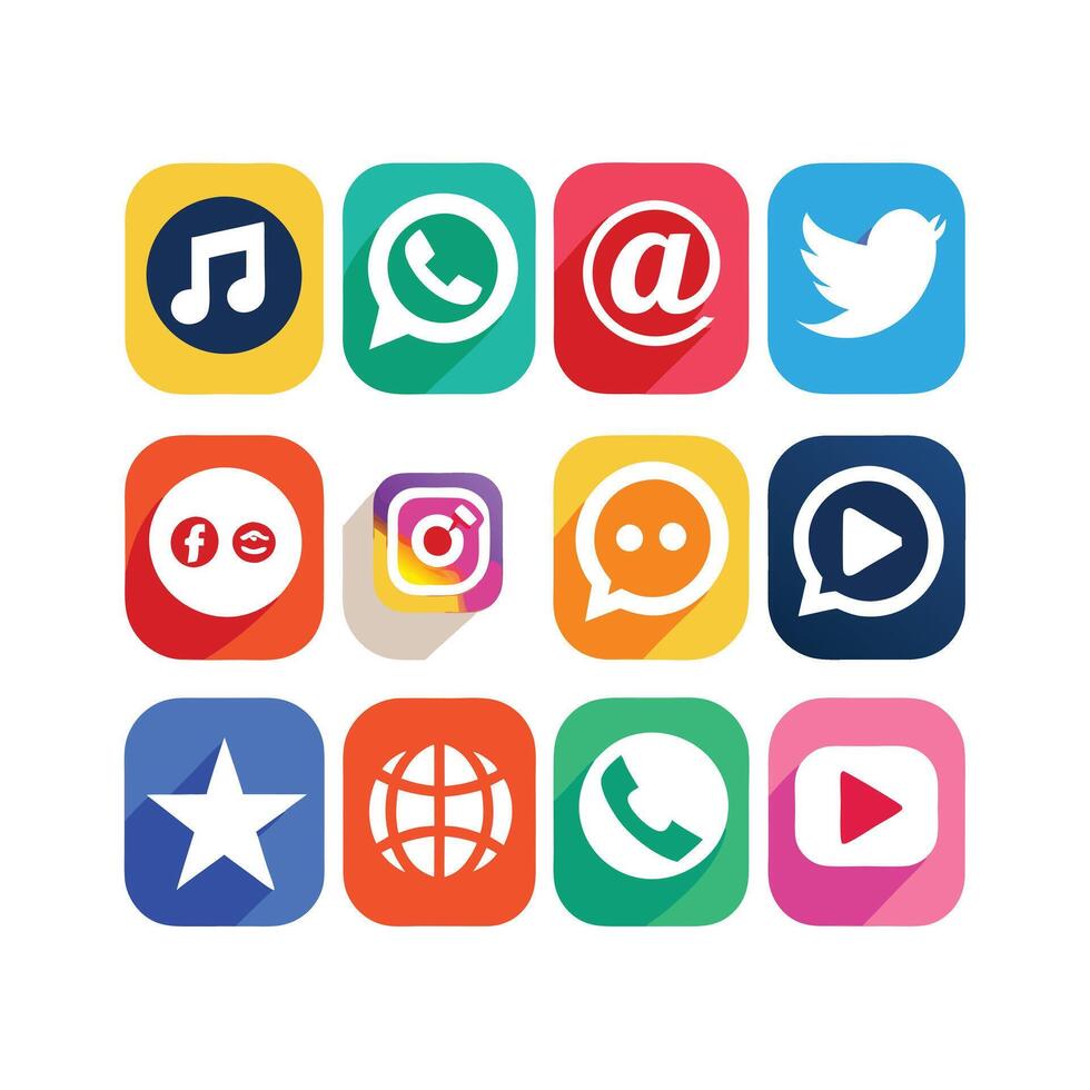 Social Media Icon Set Collection for websites and mobile applications. vector