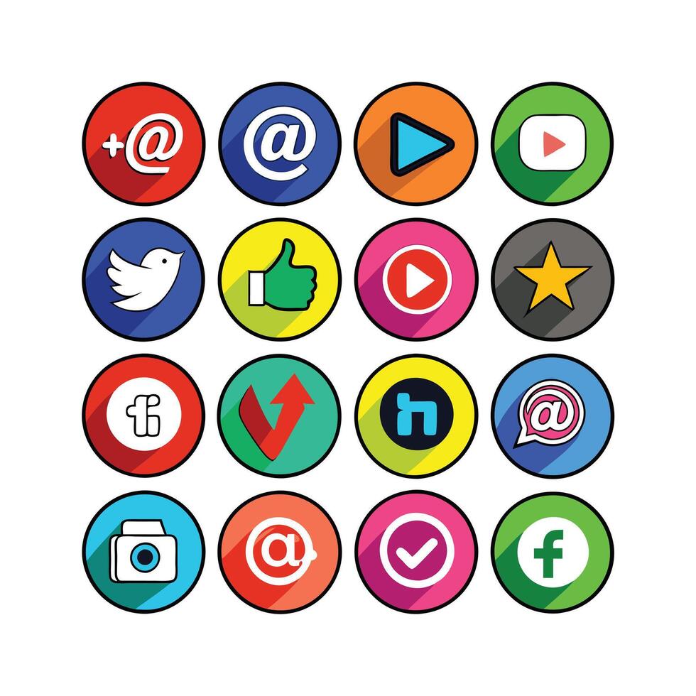Social Media Icon Set Collection for websites and mobile applications. vector