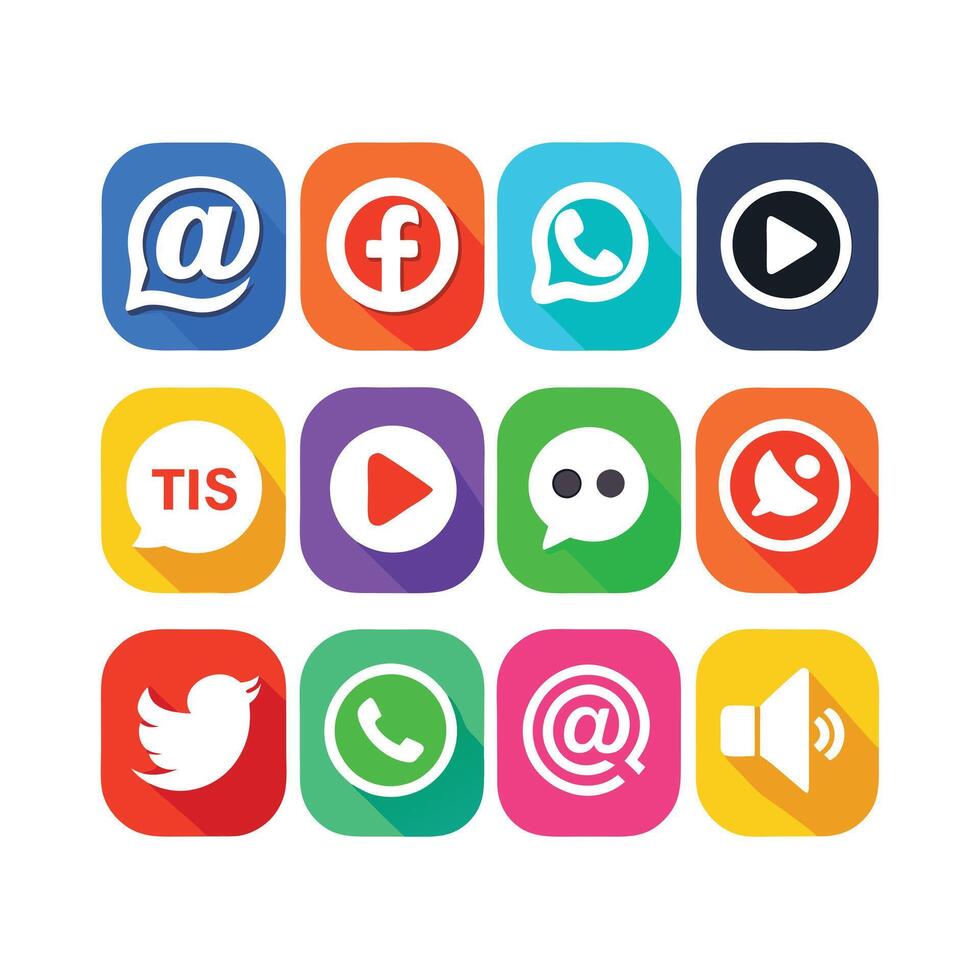 Social Media Icon Set Collection for websites and mobile applications. vector
