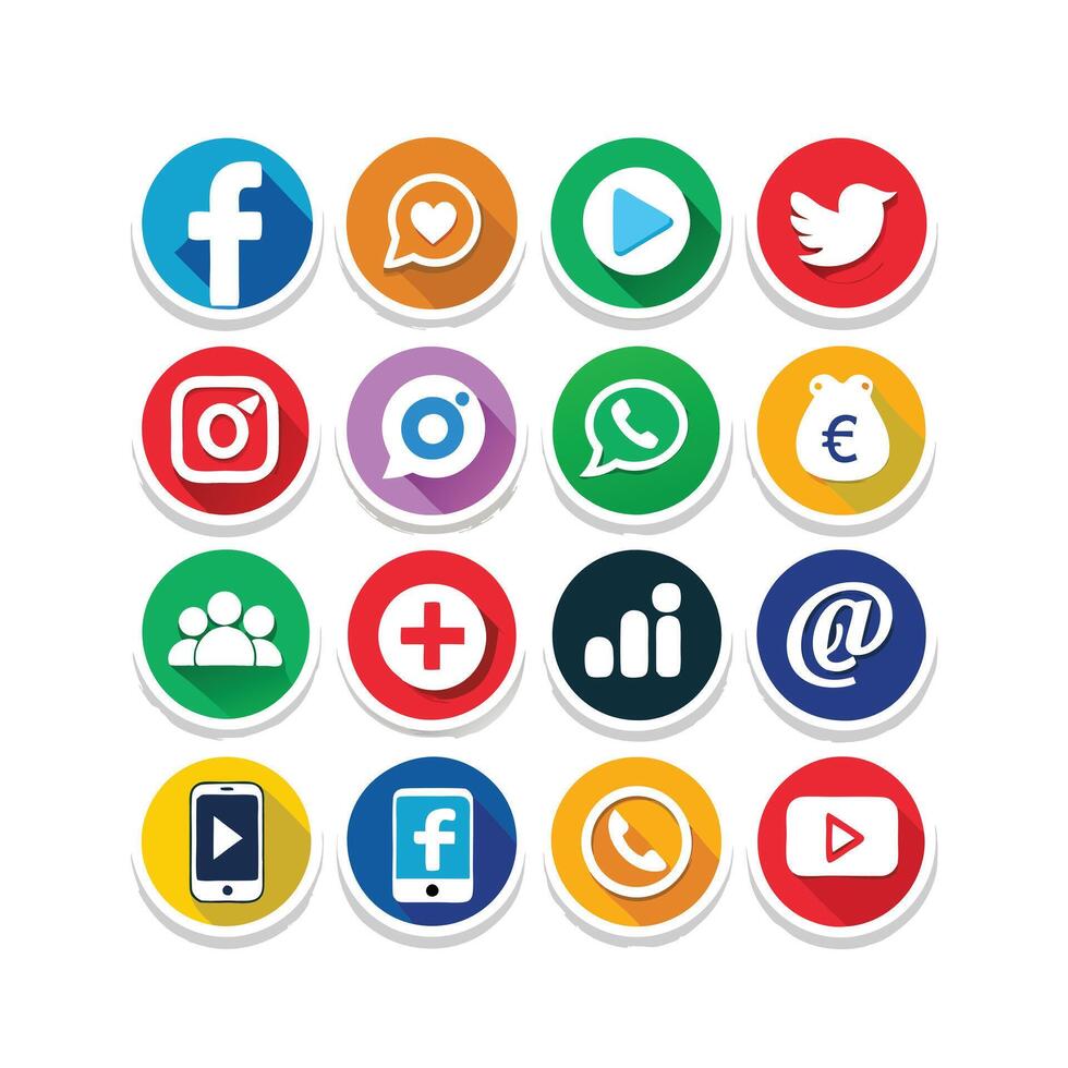 Social Media Icon Set Collection for websites and mobile applications. vector