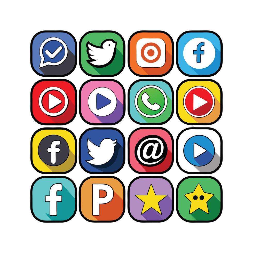 Social Media Icon Set Collection for websites and mobile applications. vector