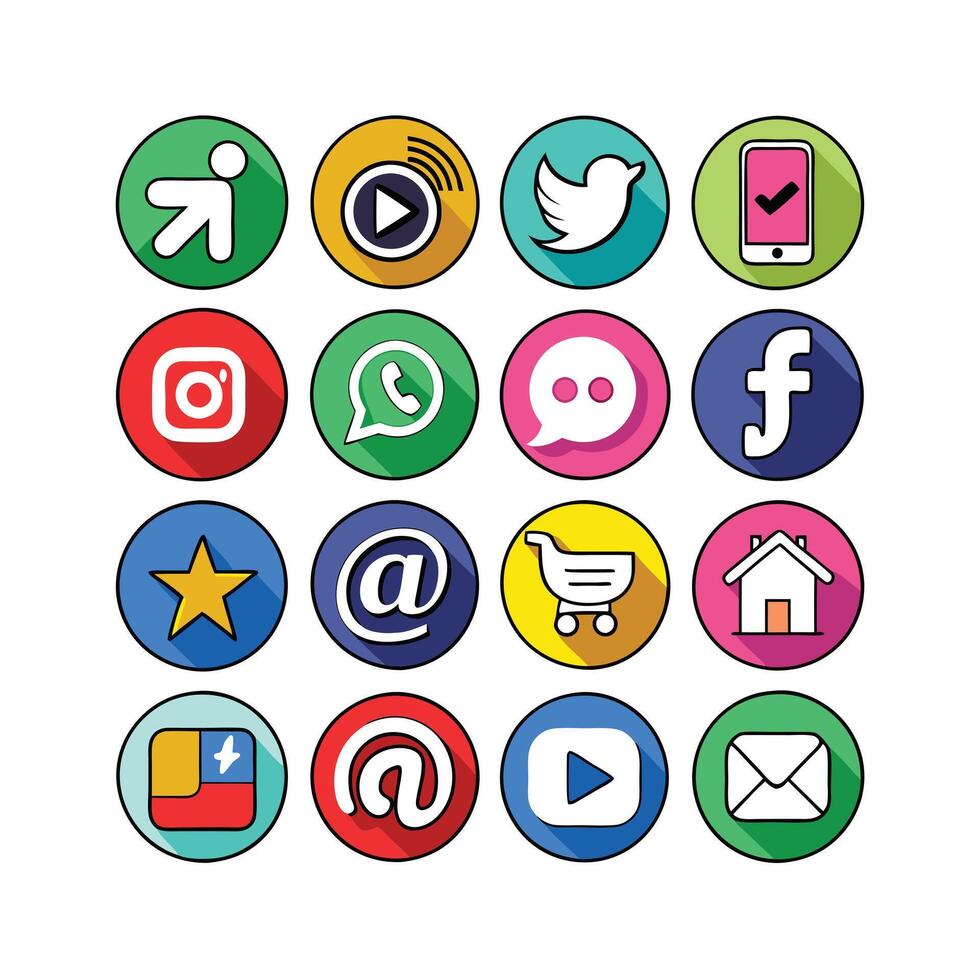 Social Media Icon Set Collection for websites and mobile applications. vector