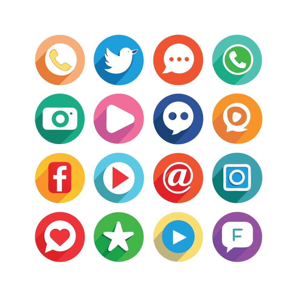 Social Media Icon Set Collection for websites and mobile applications. vector
