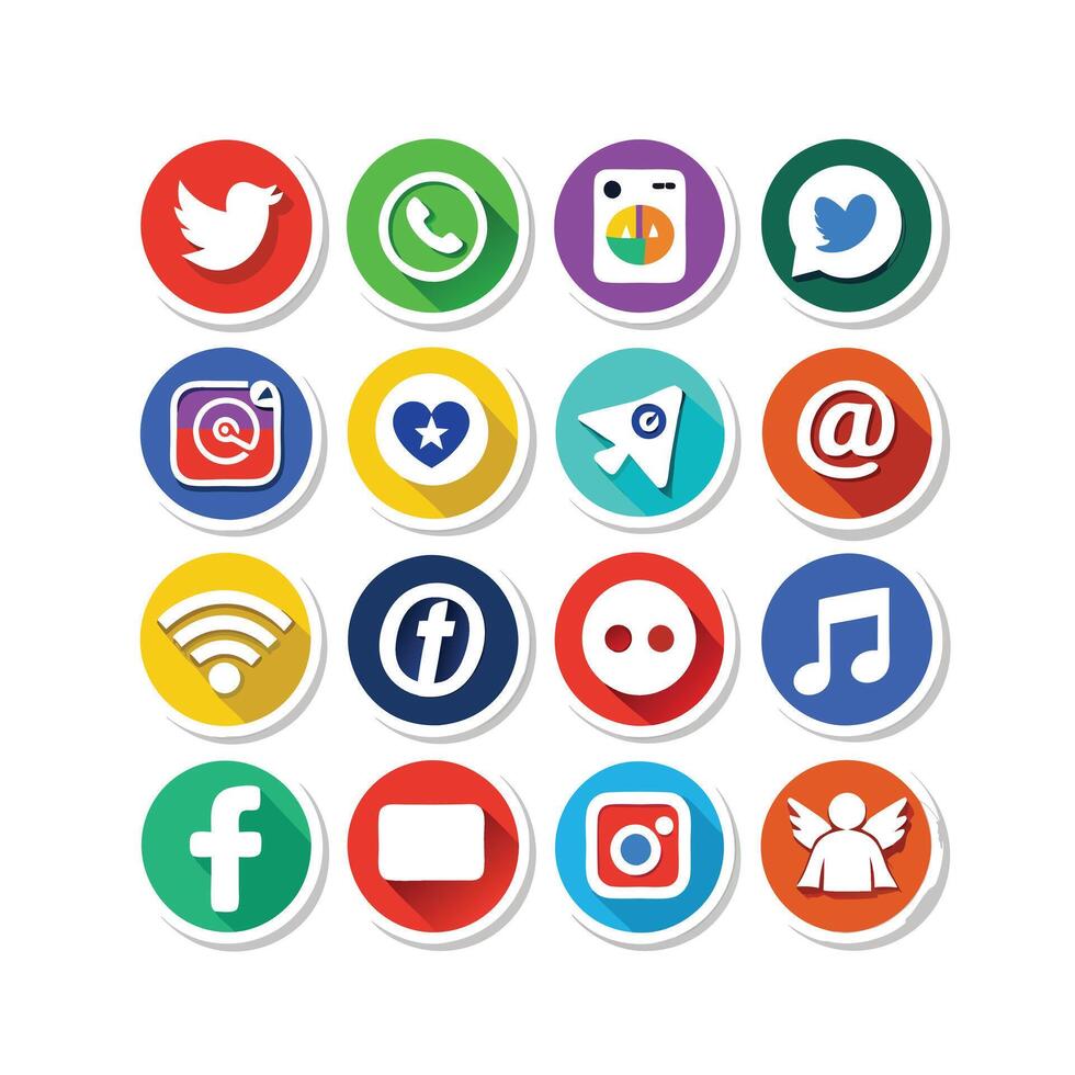Social Media Icon Set Collection for websites and mobile applications. vector
