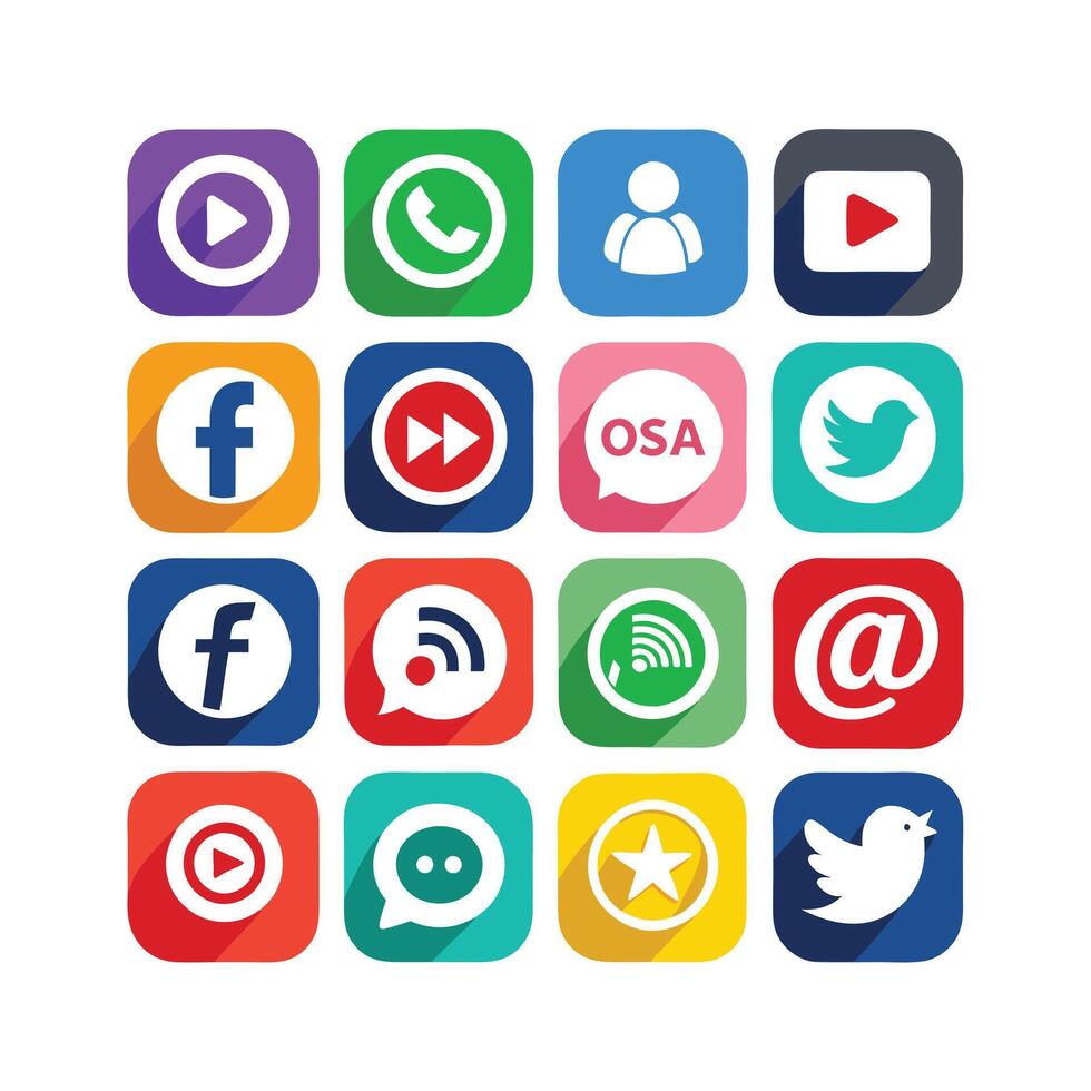 Social Media Icon Set Collection for websites and mobile applications. vector