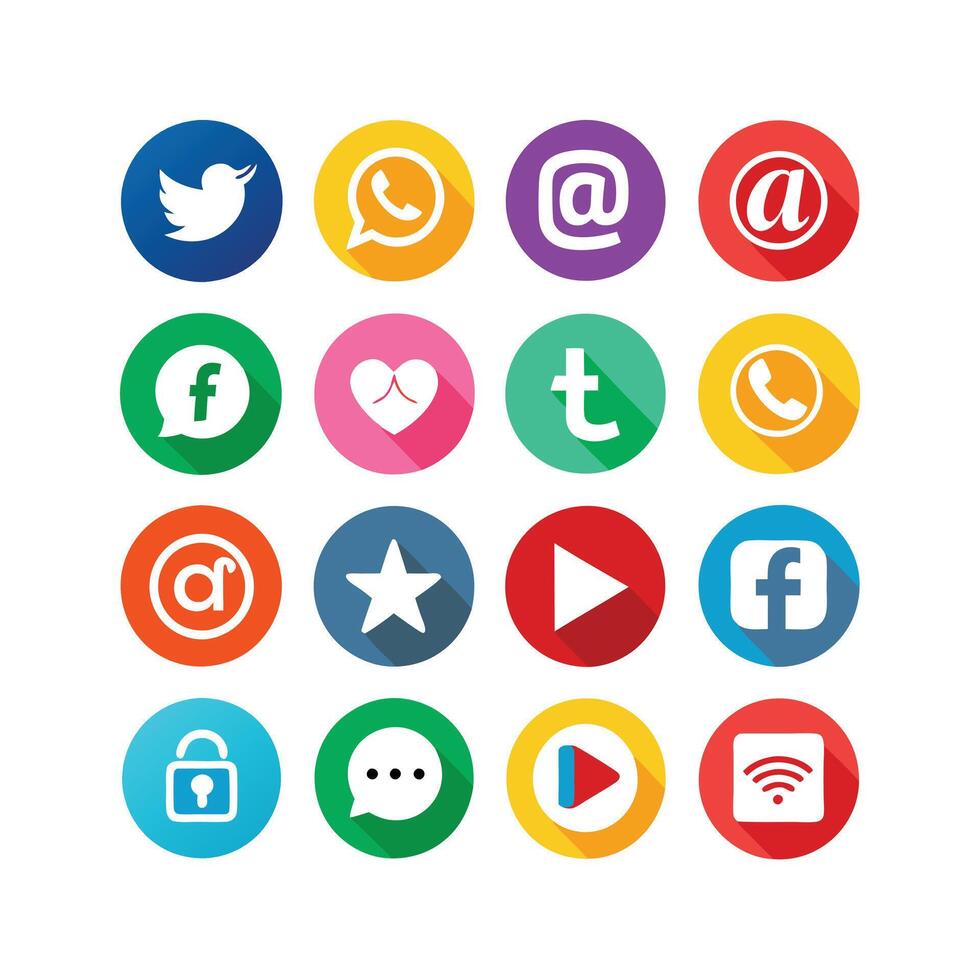 Social Media Icon Set Collection for websites and mobile applications. vector