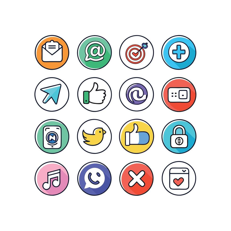 Social Media Icon Set Collection for websites and mobile applications. vector