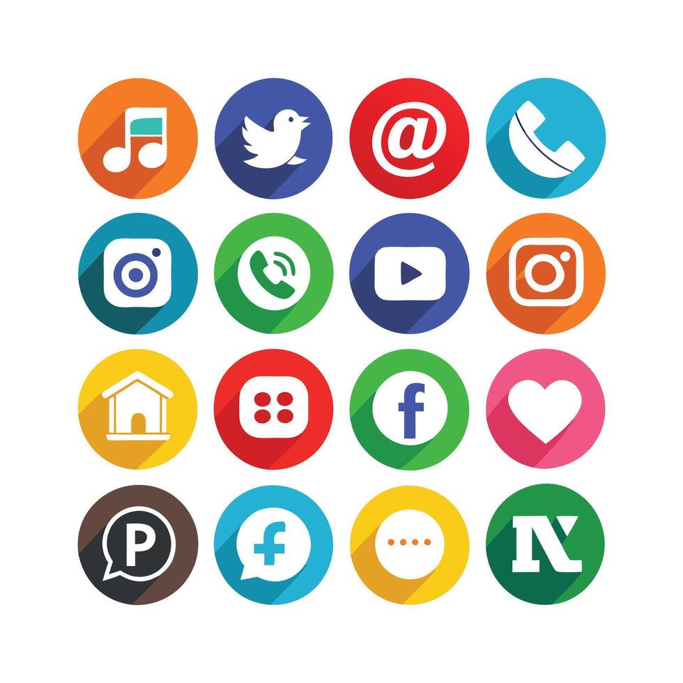 Social Media Icon Set Collection for websites and mobile applications. vector