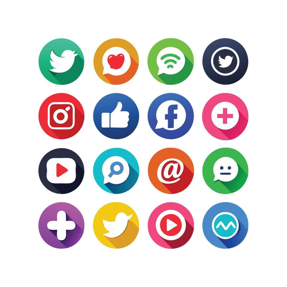 Social Media Icon Set Collection for websites and mobile applications. vector