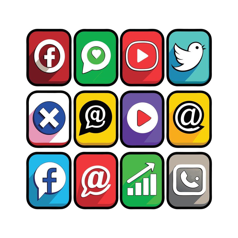 Social Media Icon Set Collection for websites and mobile applications. vector