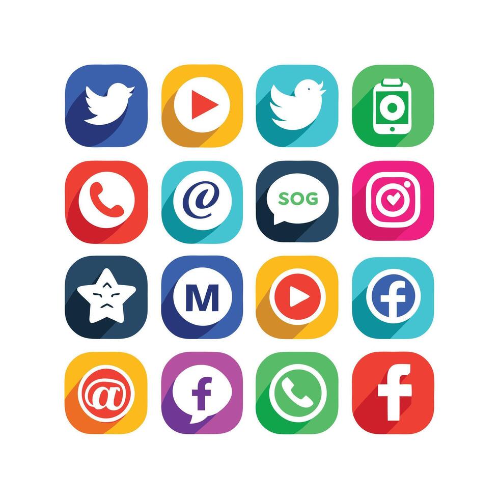 Social Media Icon Set Collection for websites and mobile applications. vector