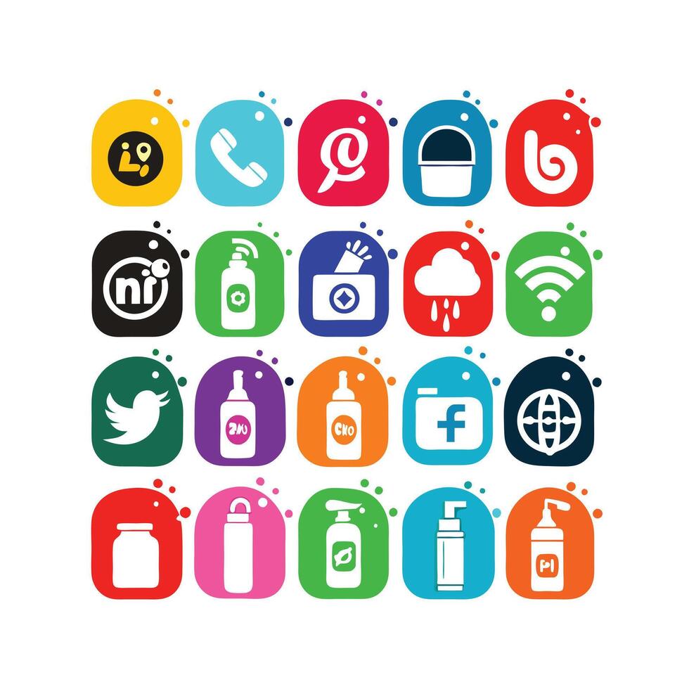 Social Media Icon Set Collection for websites and mobile applications. vector