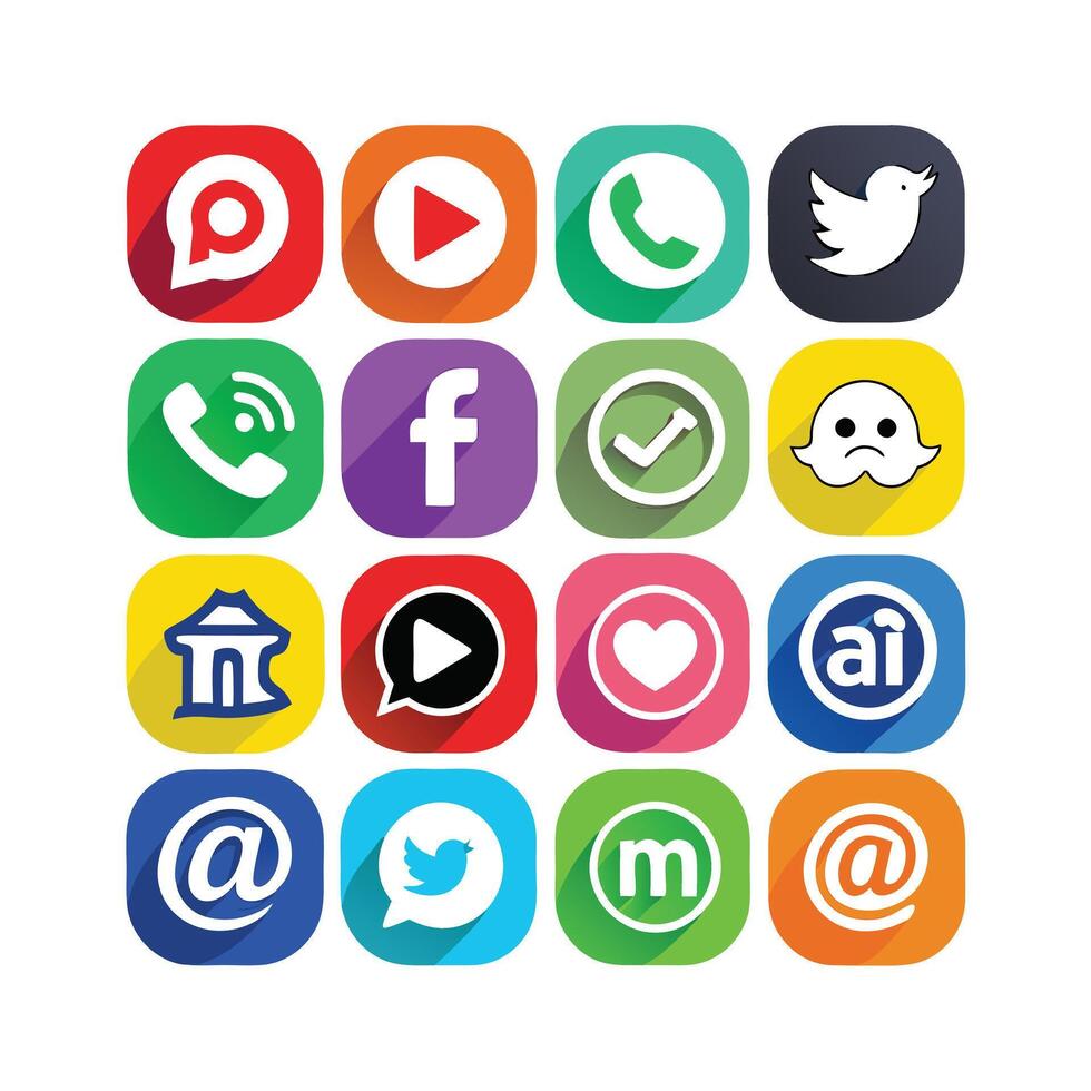 Social Media Icon Set Collection for websites and mobile applications. vector