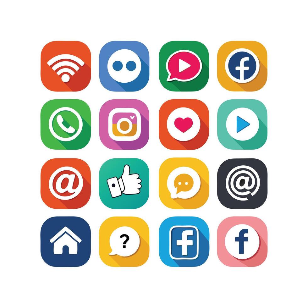 Social Media Icon Set Collection for websites and mobile applications. vector
