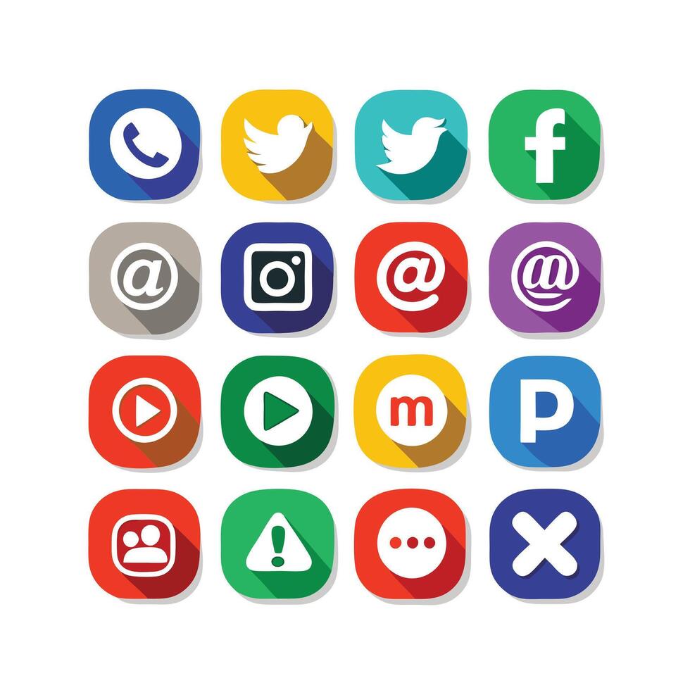 Social Media Icon Set Collection for websites and mobile applications. vector